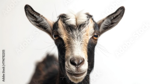 Goat head close up isolated on plain white background. © Khoirul