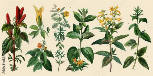 Vintage Plant: Illustration of Poisonous Plants in Classic Art Style photo