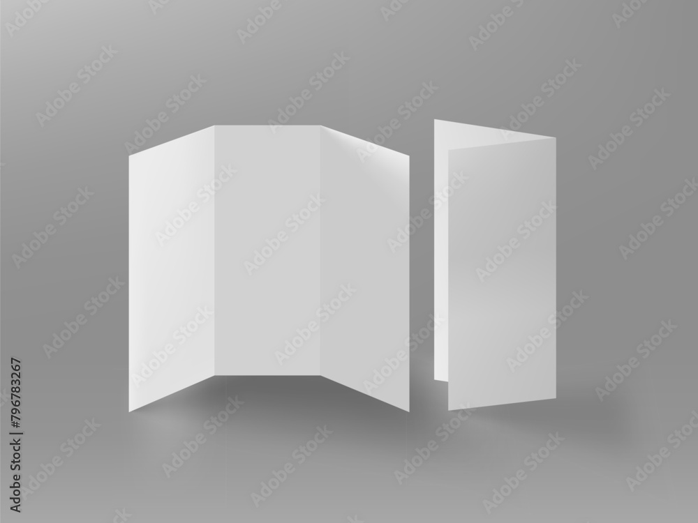 3D Folded Brochure Isolated On Gray Background 3D Folded Brochure Isolated On Gray Background
