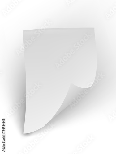 Clear White Paper Sheet Flying Isolated On White