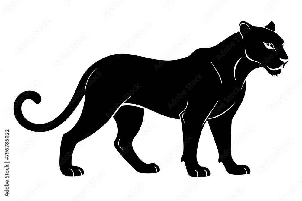 Fototapeta premium black cheetah silhouette vector illustration on white background