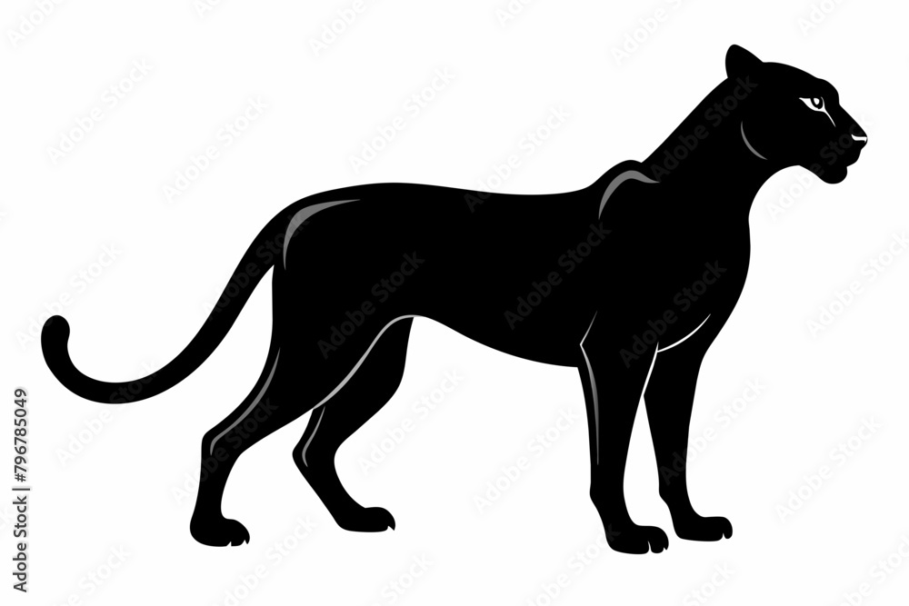 Obraz premium black cheetah silhouette vector illustration on white background