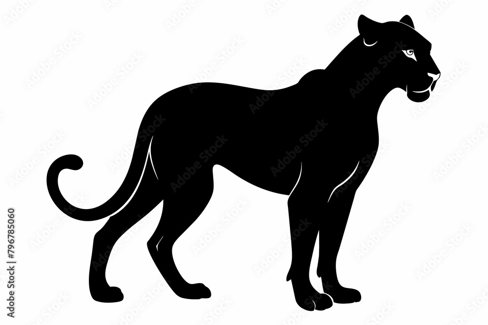 Fototapeta premium black cheetah silhouette vector illustration on white background