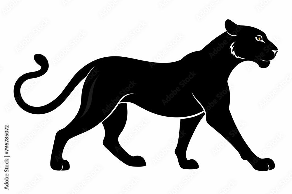Fototapeta premium black cheetah silhouette vector illustration on white background