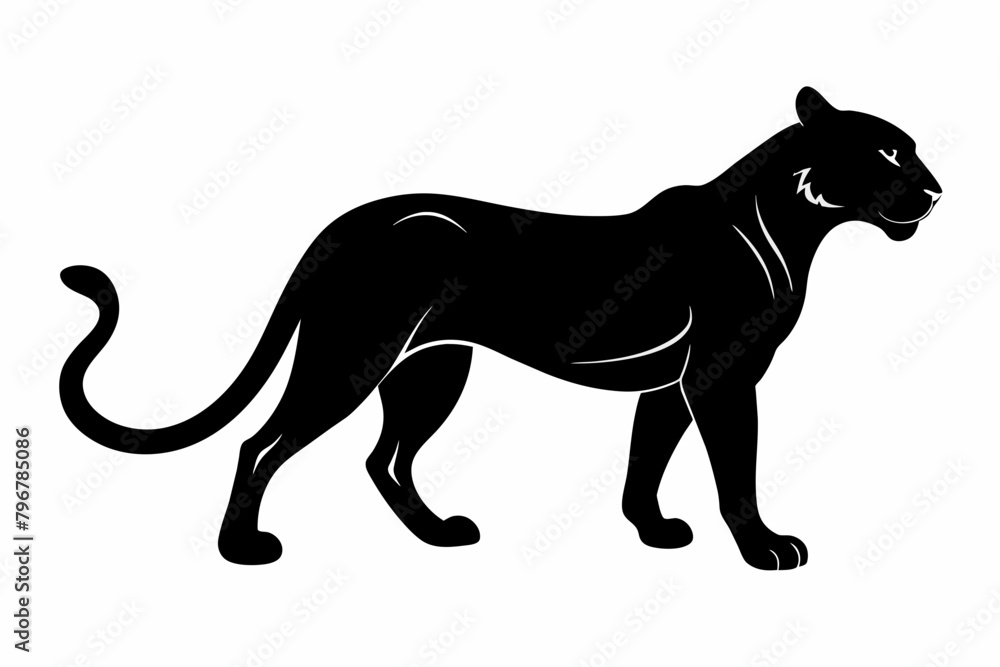 Fototapeta premium black cheetah silhouette vector illustration on white background