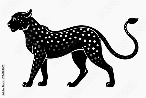 black cheetah silhouette vector illustration on white background