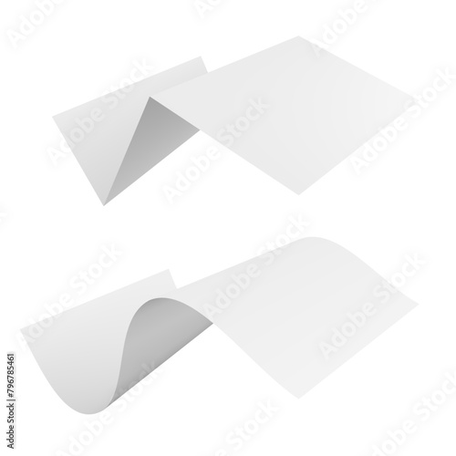 Clear White Paper Sheet Flying Isolated On White Background. EPS10 Vector