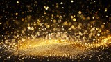 Celebration Gold. Glistering Background with Falling Golden Spark Particles
