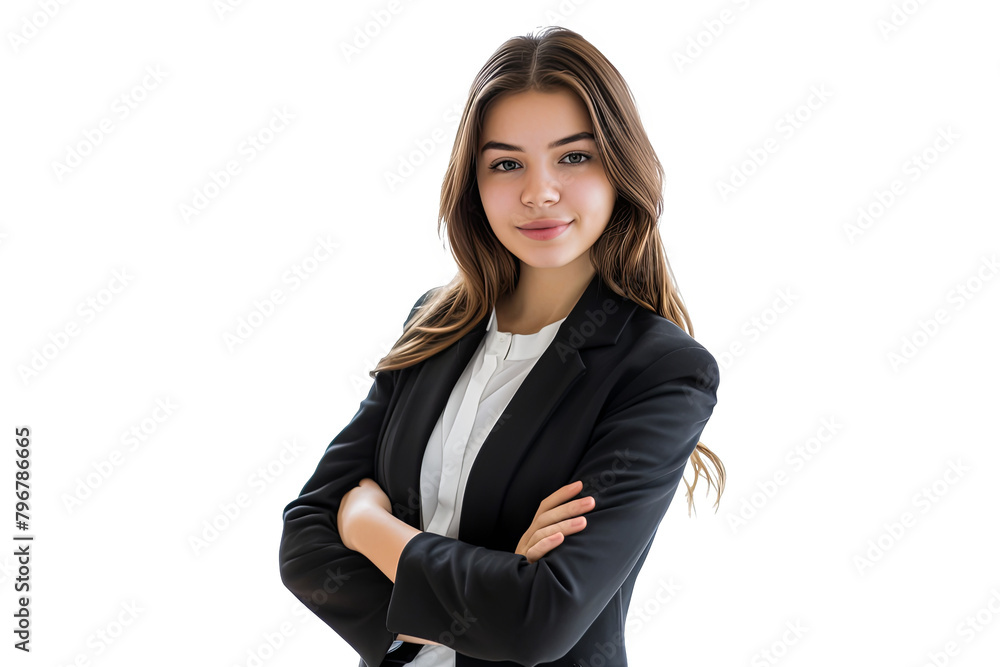 Professional Young Asian Businesswoman in Black Blazer Isolated on White Background Professional Young Asian Businesswoman in Black Blazer Isolated on White Background