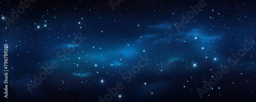 Galaxy, pure dark blue space background, several stars in the sky photo