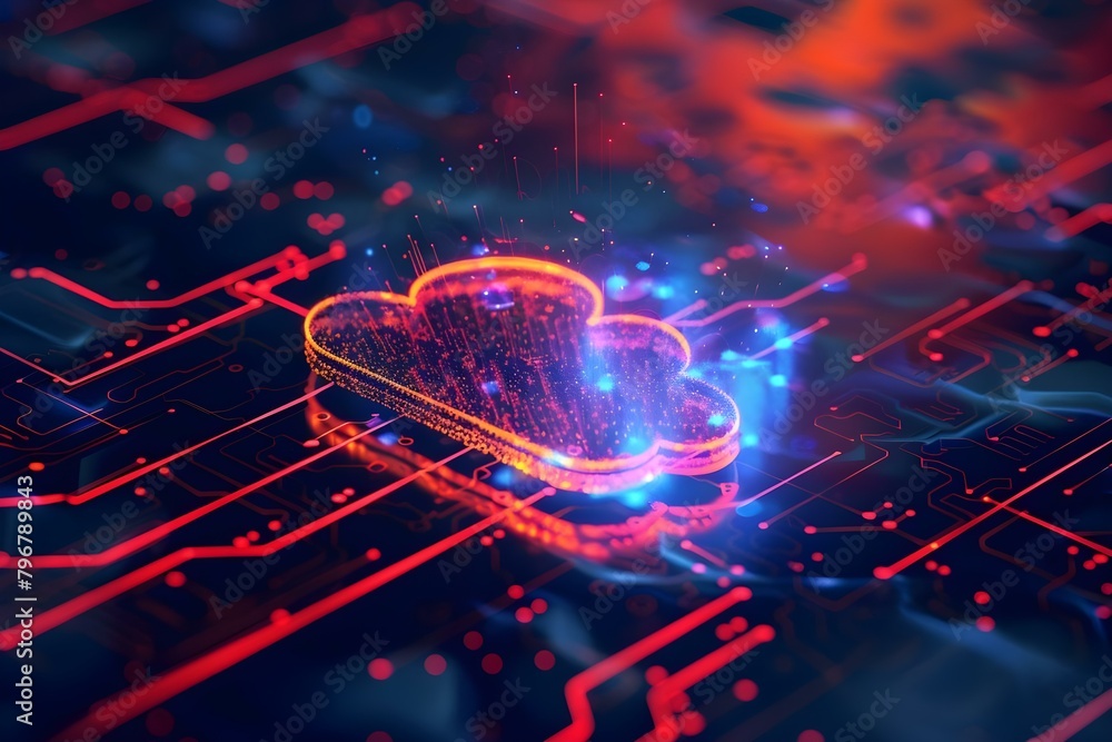 Cloud computing transfers large data over the internet using advanced technology. Concept Cloud Computing, Data Transfer, Internet Technology, Advanced Solutions, Large Data Analysis Cloud computing transfers large data over the internet using advanced technology. Concept Cloud Computing, Data Transfer, Internet Technology, Advanced Solutions, Large Data Analysis