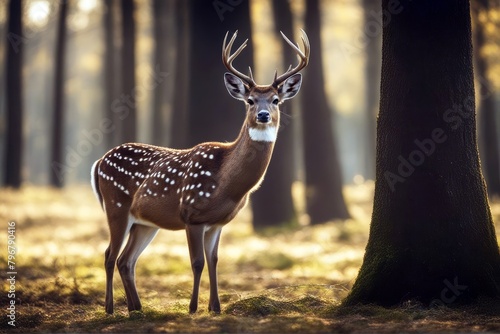 'sika deer cervid isolated doe hind mammal wildlife animal beautiful beauty brown cute head look meadow spot wild' © akkash jpg