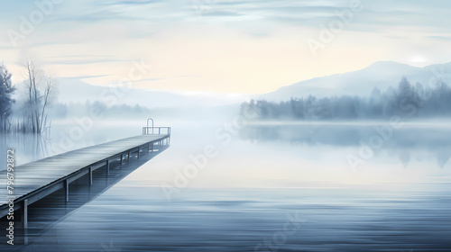 Simple illustration of empty wooden pier