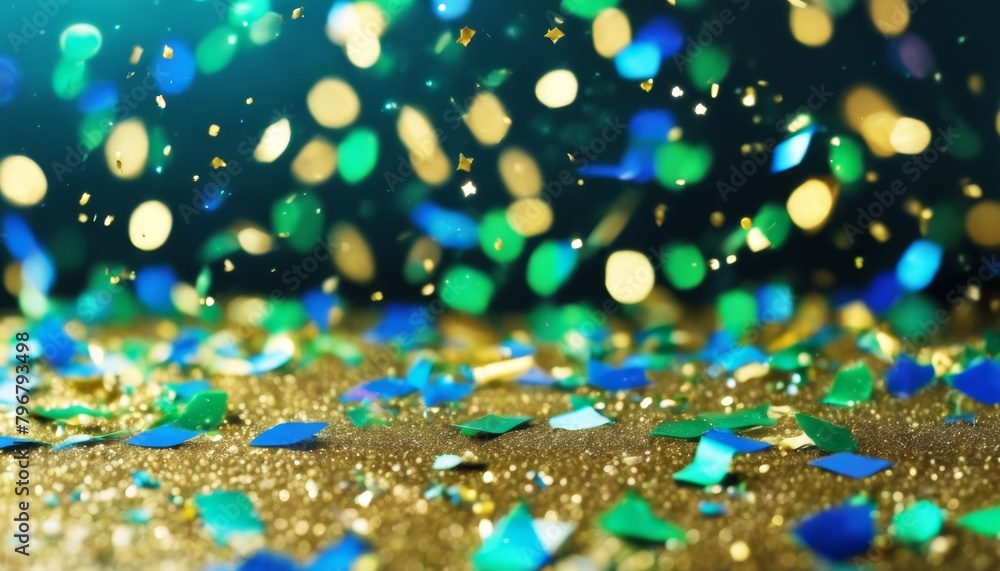 'Blue confetti isolated glitter green holiday falling glistering particle sparkle shiny many-coloured shine festive decoration texture party emerald gradien'