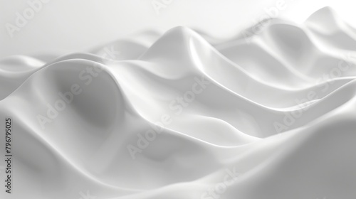 White Background Wave. Modern 3D Black and White Wavy Surface Pattern with Copy-Space