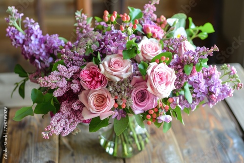 Spring Flower Bouquet. Beautiful Lilac Bunch for a Special Event Gift