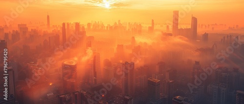 Sweltering heatwaves ripple through the air  distorting the backdrop of the skyline into a hazy mirage of urban discomfort.