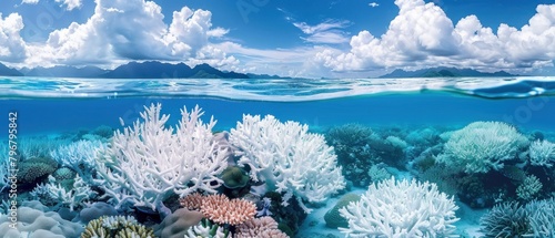 Vibrant coral reefs, now bleached and lifeless, reflect the devastating consequences of rising ocean temperatures. photo