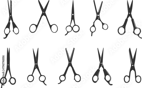 Barber scissors silhouette, Scissors silhouette, Barber scissors svg, Hair scissors silhouette, Hair stylist scissors svg, Hair saloon scissors svg, Scissors svg, Scissors vector illustration