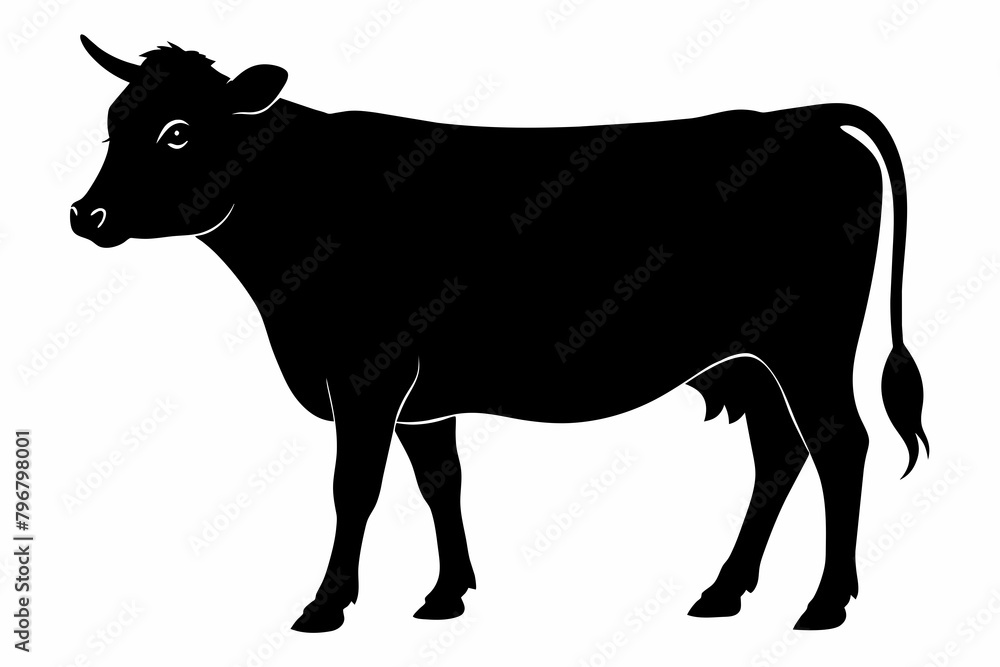 black cow silhouette vector illustration on white background black cow silhouette vector illustration on white background