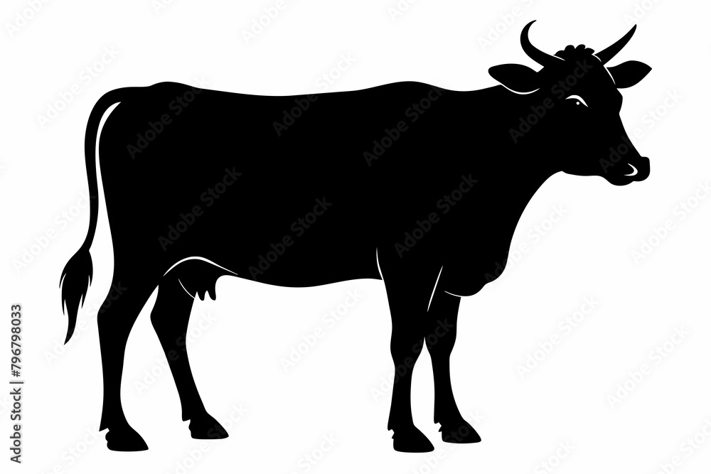 black cow silhouette vector illustration on white background black cow silhouette vector illustration on white background