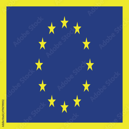 European Union flag. Circle of yellow stars over blue background. EU symbol, vector flag. Stars circle arrangement - Europe countries union sign.
 photo