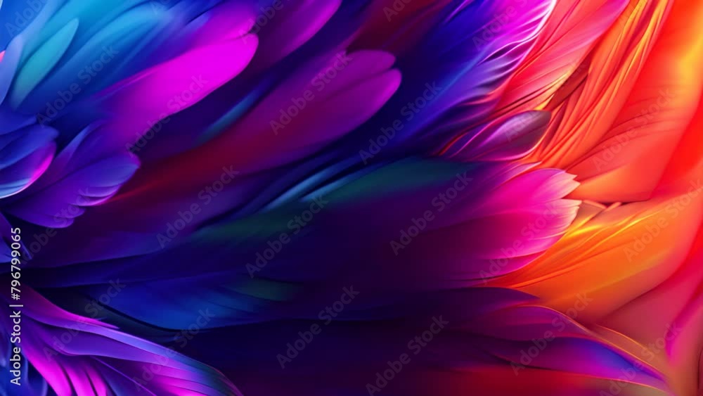 Feathers spread like flowers. colorful, blue,generative ai Feathers spread like flowers. colorful, blue,generative ai
