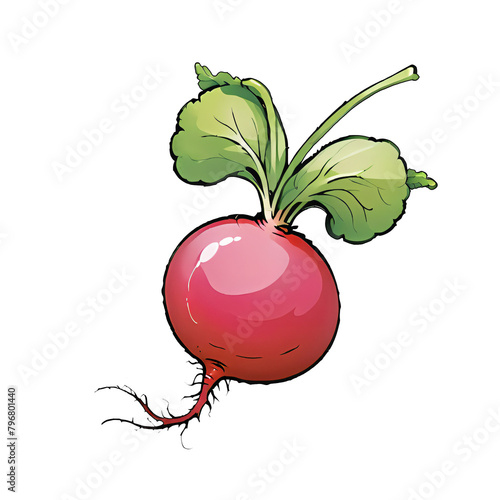 Radish Hand Drawn Cartoon Style Illustration