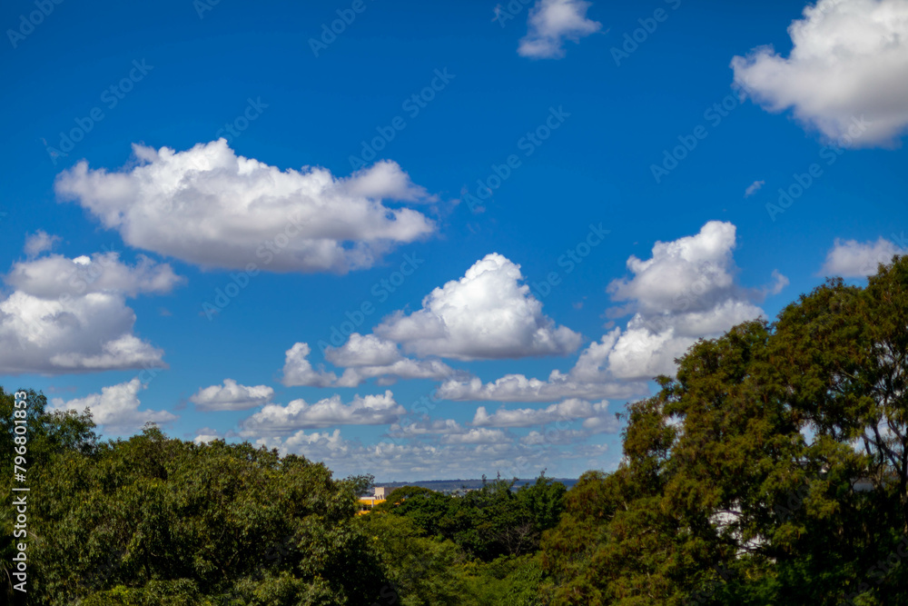 Beautiful landscape with blue sky and white clouds. Horizon line Beautiful landscape with blue sky and white clouds. Horizon line