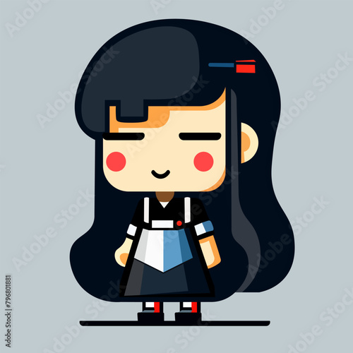 little girl housekeeper person. isolated