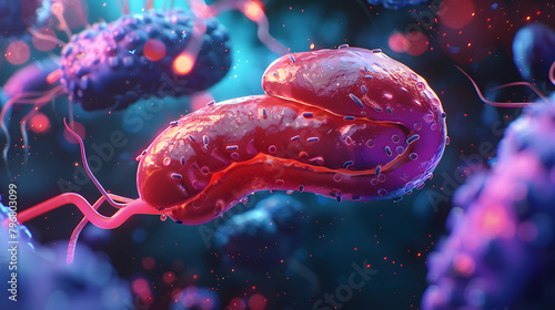 3D pancreas with metabolic awareness. Performing tasks in a diabetes research center and symbol of diabetes awareness campaign. banner for website photo