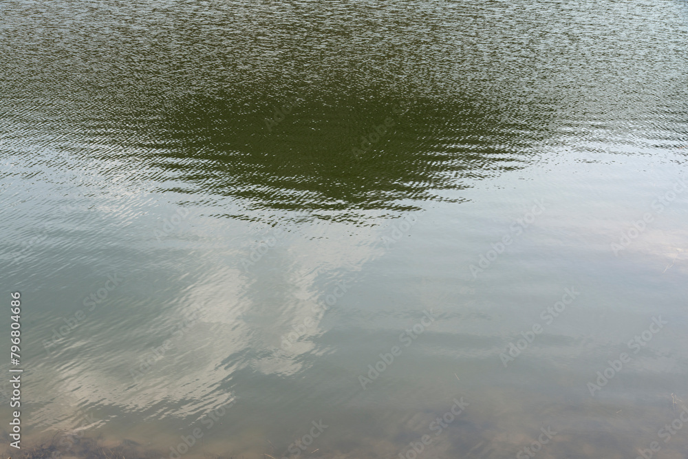 View of the lake surface with the sky reflection
