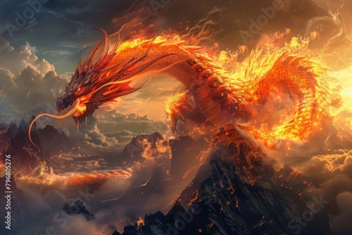Dragon roaring fire outdoors nature creativity. photo
