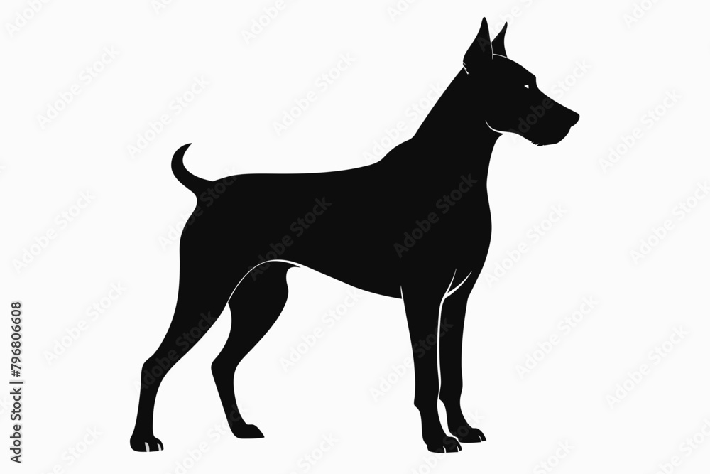 Obraz premium black dog silhouette vector illustration on white background