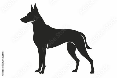 black dog silhouette vector illustration on white background