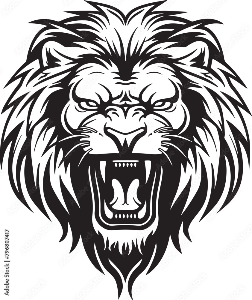 Obraz premium lion head mascot, silhouette illustration vectore design