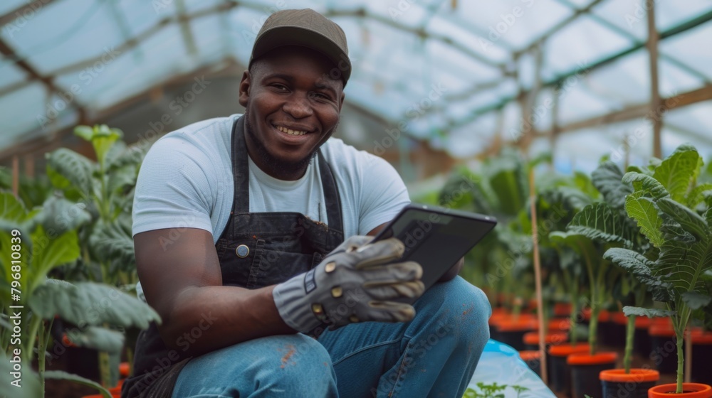 Fototapeta premium A Smiling Farmer with Tablet