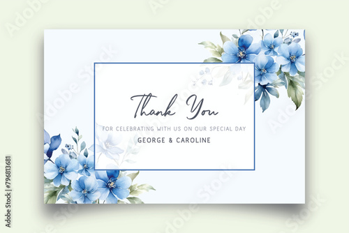 Vector thankyou card with colorful floral watercolor background