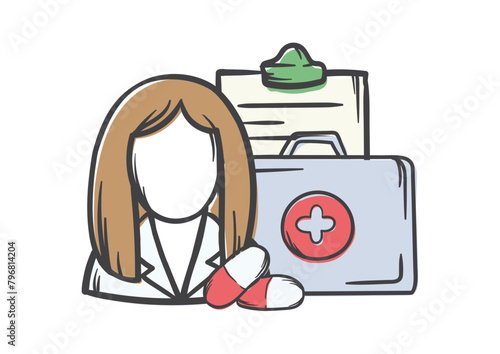 Medical concept. Vector editable illustration of family doctor and medical services