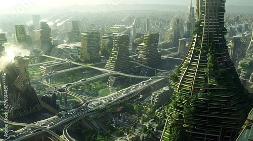 EcoFriendly Megacity in the Distant Future A Vision of Progress and Sustainability Generative ai photo