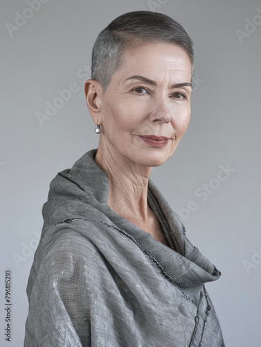 Porträt einer reifen Frau zwischen 60 und 70 Jahre alt. KI generiert. photo