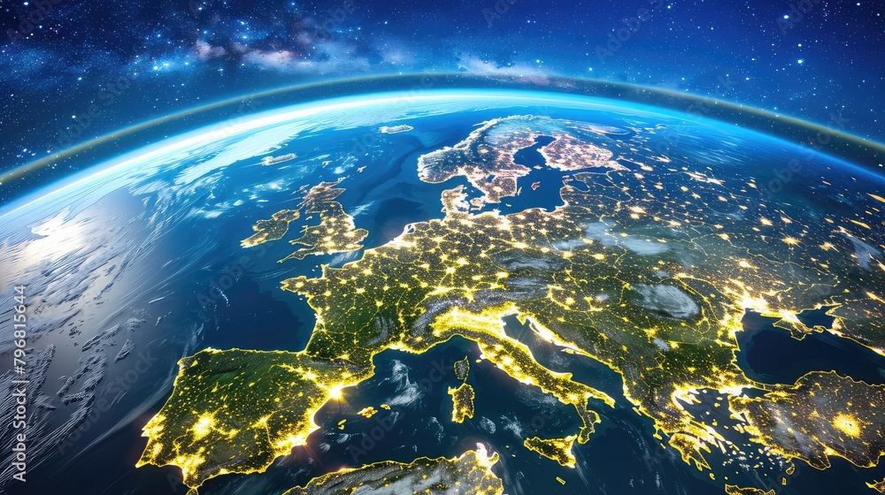 View of the Earth from space. Night lights of big cities. A mesmerizing tapestry of city lights illuminating the Earth's darkness. View of the Earth from space. Night lights of big cities. A mesmerizing tapestry of city lights illuminating the Earth's darkness.
