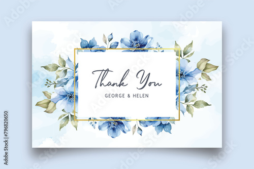 Vector thankyou card with colorful floral watercolor background