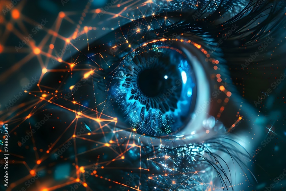 Futuristic digital eye network for cyber security technology background ...