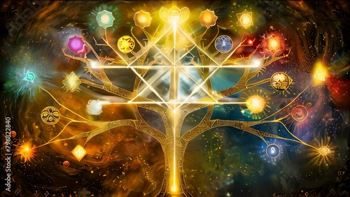 A fantasy visualization of the Tree of mystical Kabbalah photo