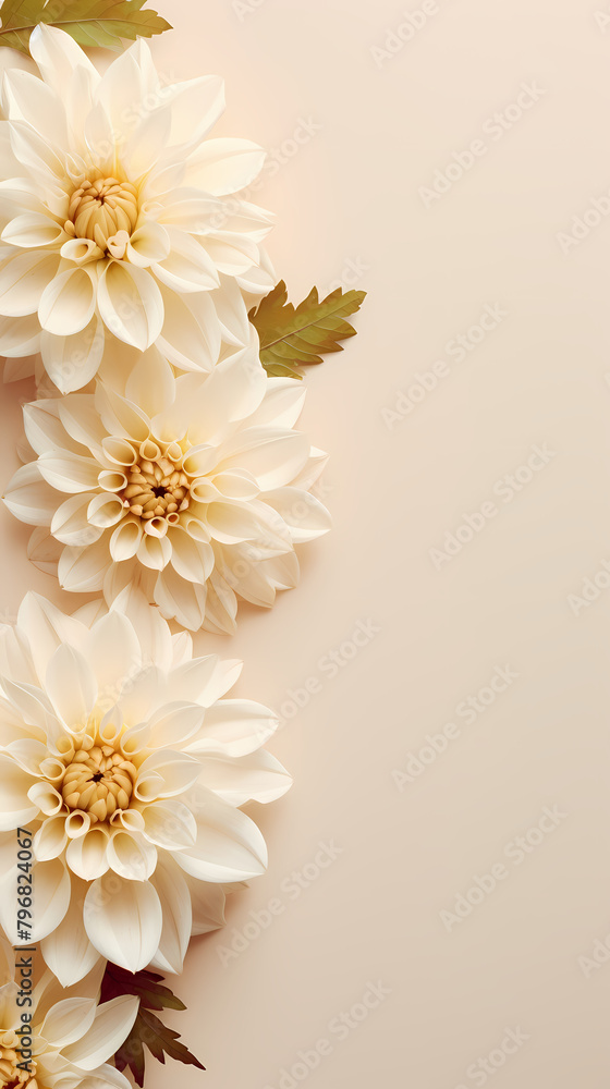 Naklejka premium Beige background, flower decoration illustration