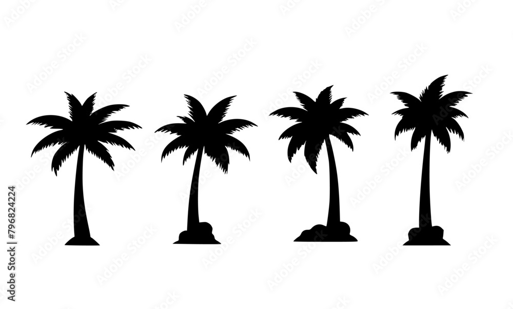 palm or coconut trees vector illustration set on white background. (eps). nature, relaxation, peace, luxury, elegance concept. palm or coconut trees vector illustration set on white background. (eps). nature, relaxation, peace, luxury, elegance concept.