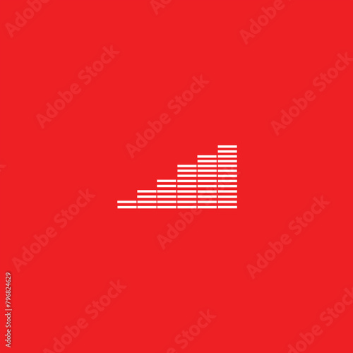 monochrome music equaliser display concept simple digital icon on red background.