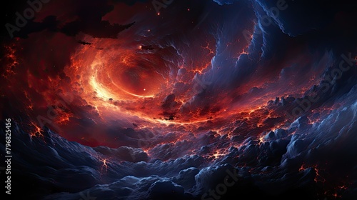 Abstract fractal celestial bodies, with swirling clouds and nebulae