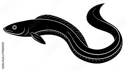 Eel silhouette vector illustration isolated on a white background 